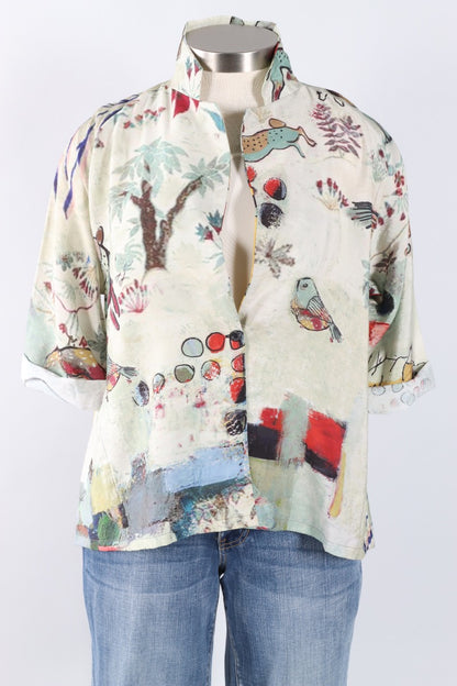 One Button Jacket - Abstract Flower