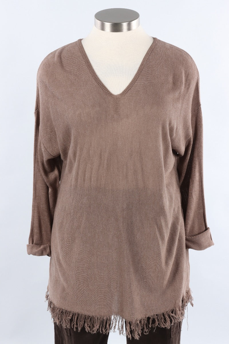 Fringe Sweater - Taupe
