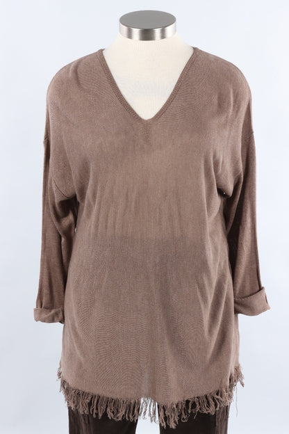 Fringe Sweater - Taupe