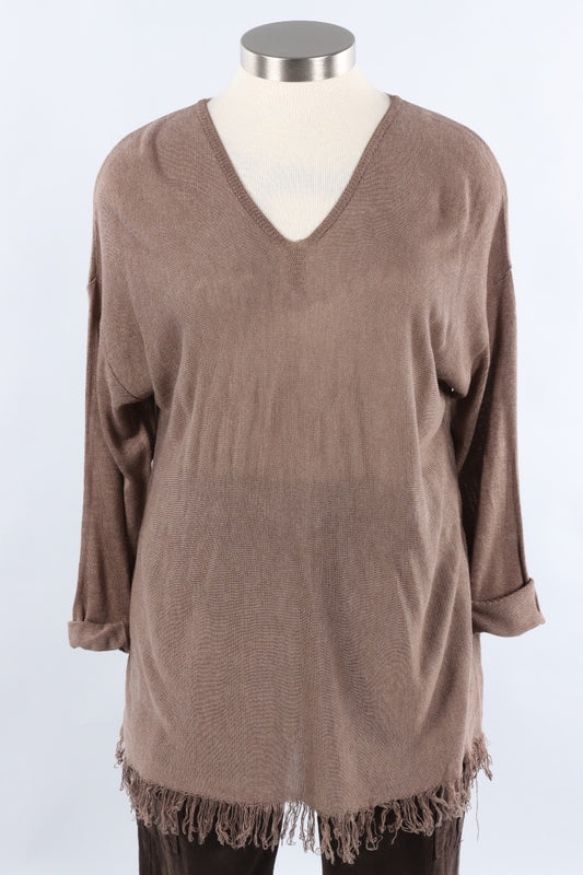 Fringe Sweater - Taupe
