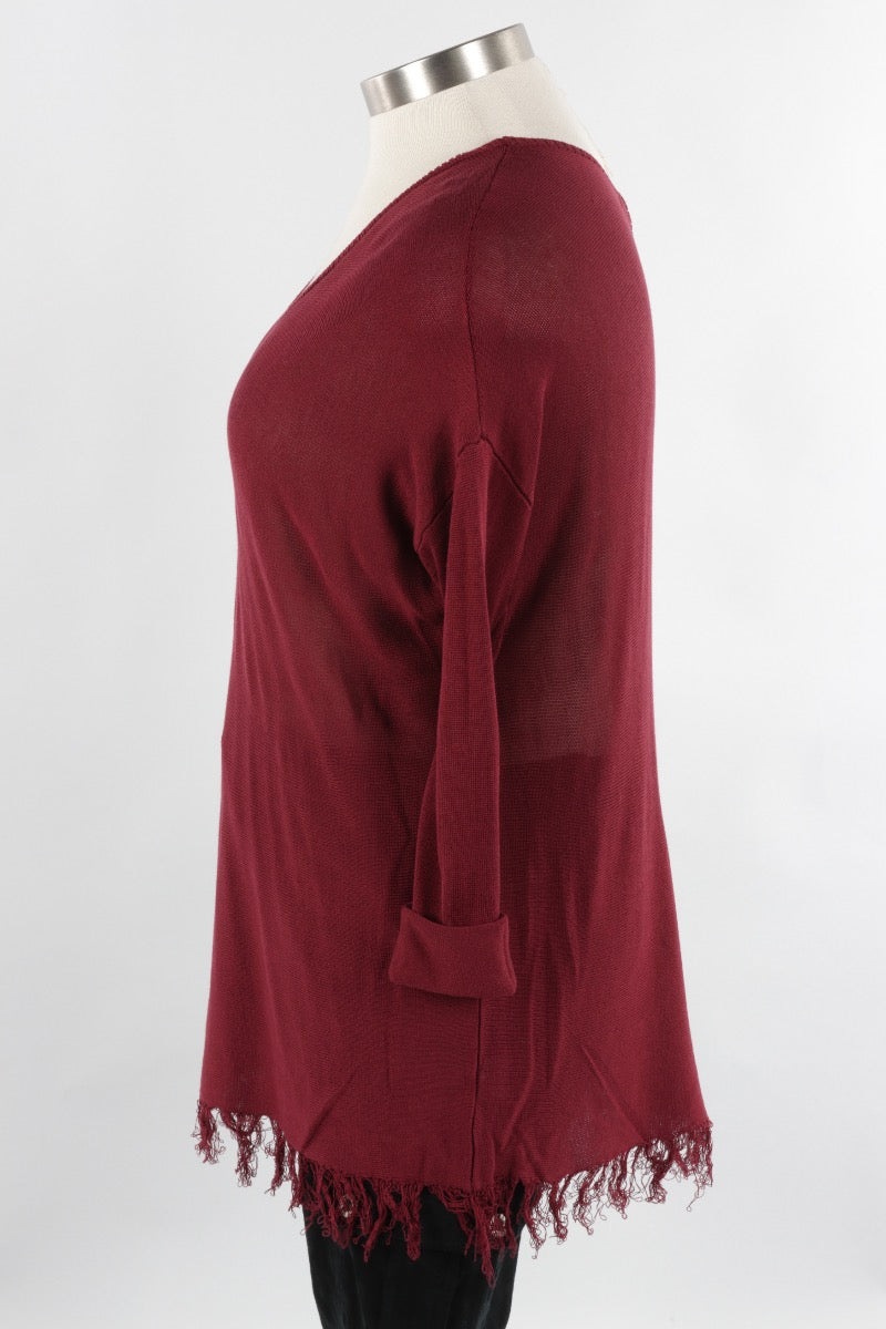 Fringe Sweater - Bordeaux
