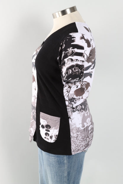 Ginger Short Sleeve Top - Black & White