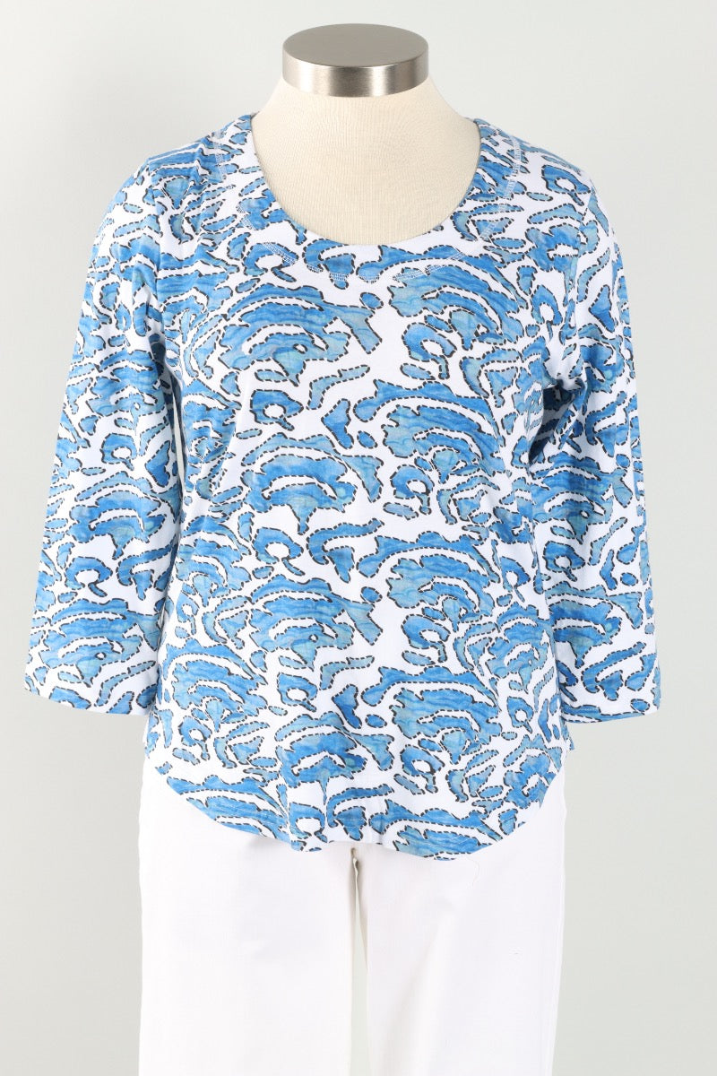 Gwen Top Plus - Blue & White