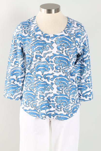 Gwen Top - Blue & White