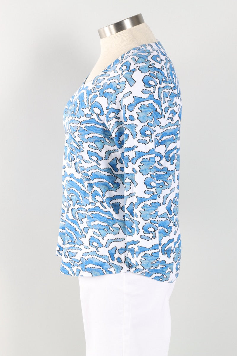 Gwen Top Plus - Blue & White