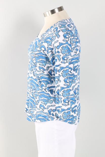 Gwen Top Plus - Blue & White