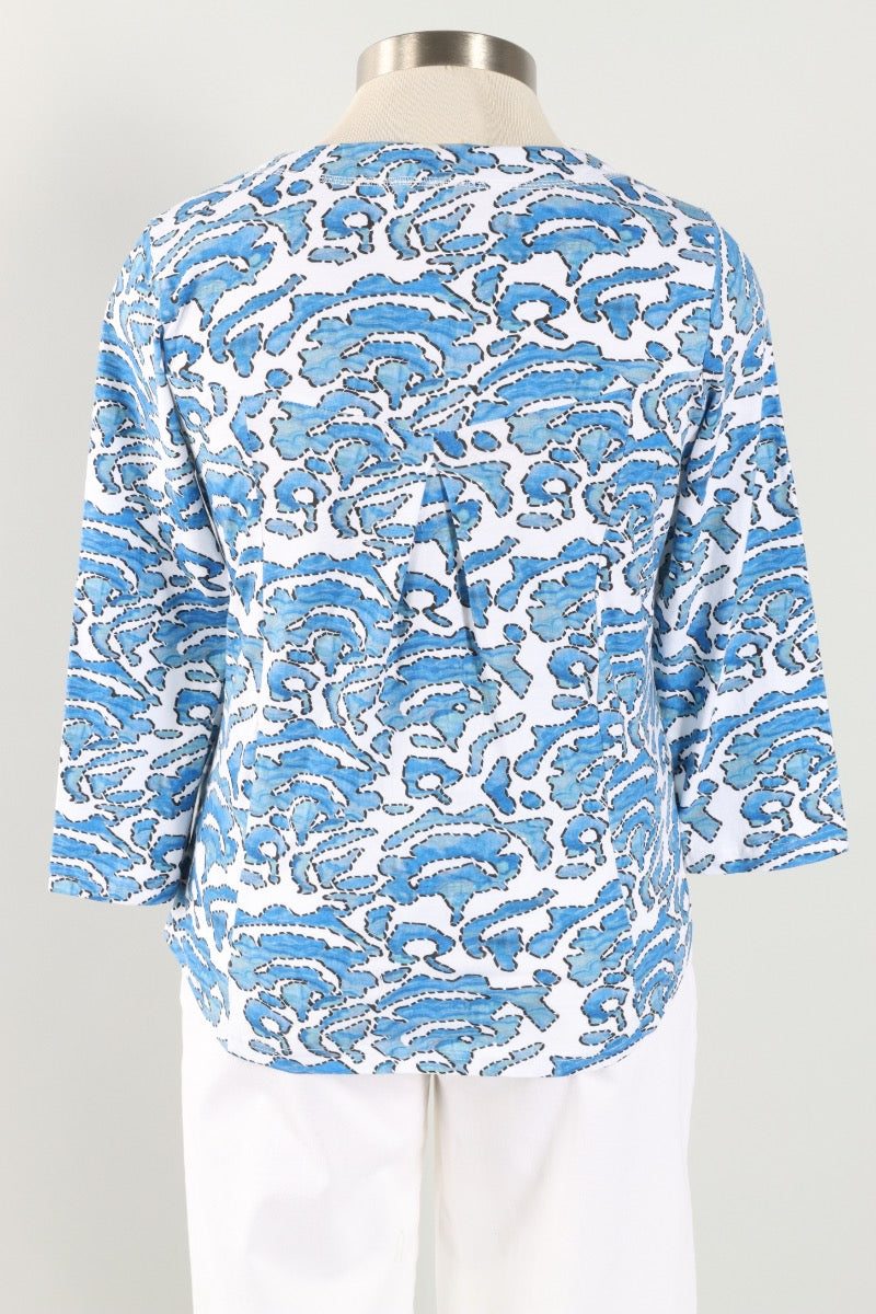 Gwen Top Plus - Blue & White