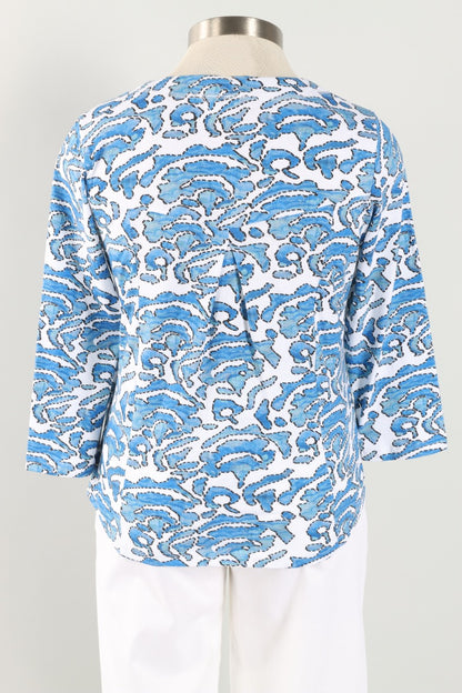 Gwen Top Plus - Blue & White