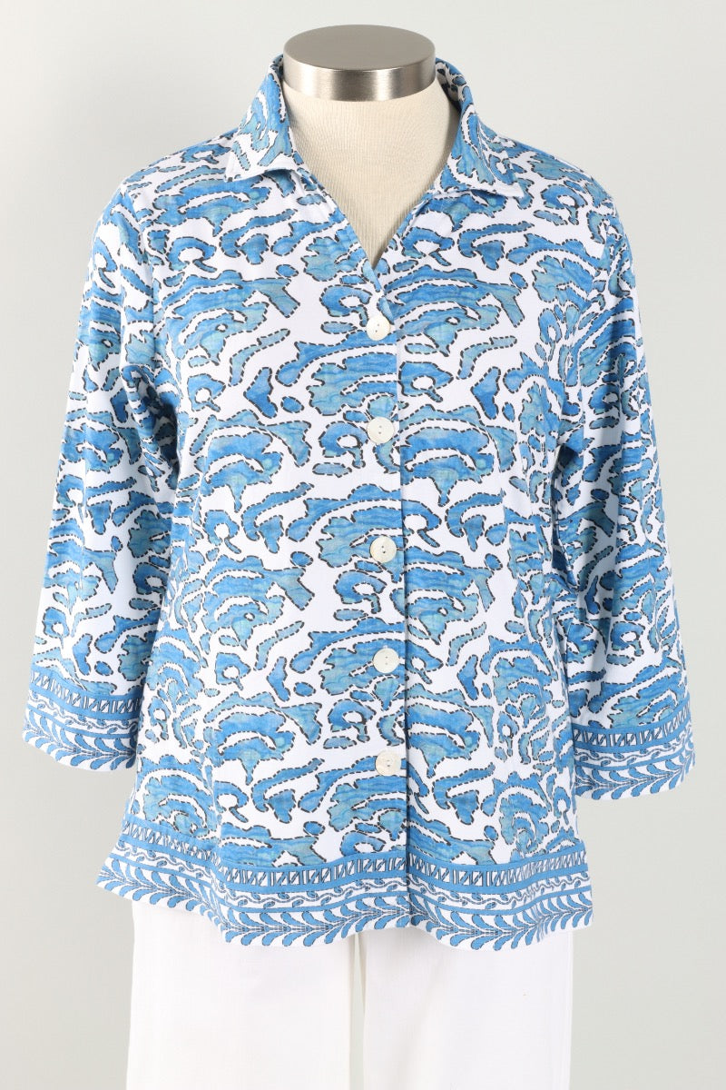 Gwen Shirt Plus- Blue & White