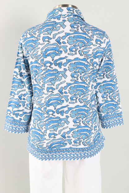 Gwen Shirt Plus- Blue & White