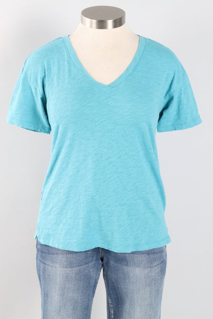 V-Neck Boxy Tee - Aqua Mist