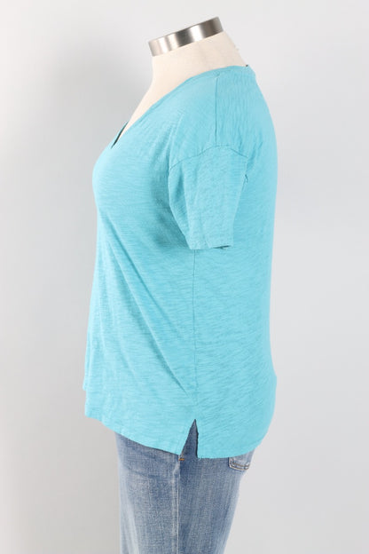 V-Neck Boxy Tee - Aqua Mist