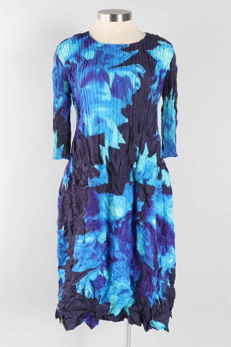 3/4 Sleeve Smash Pocket Dress - Aquarius
