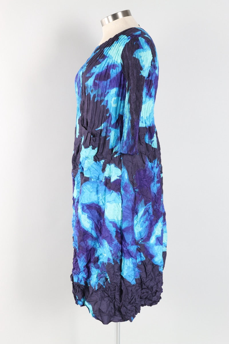 3/4 Sleeve Smash Pocket Dress - Aquarius