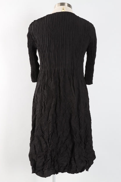 3/4 Sleeve Smash Pocket Dress - Black