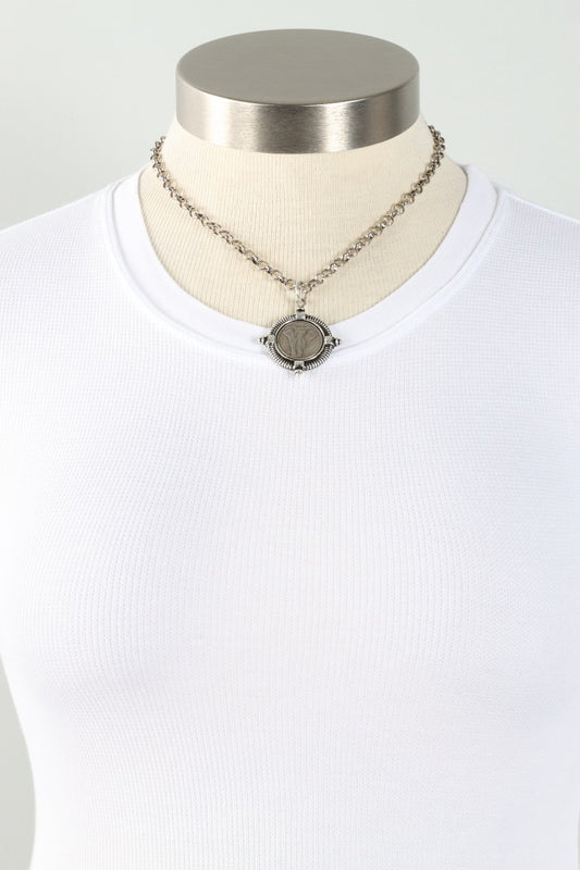 Elephant Coin Necklace - Silver 