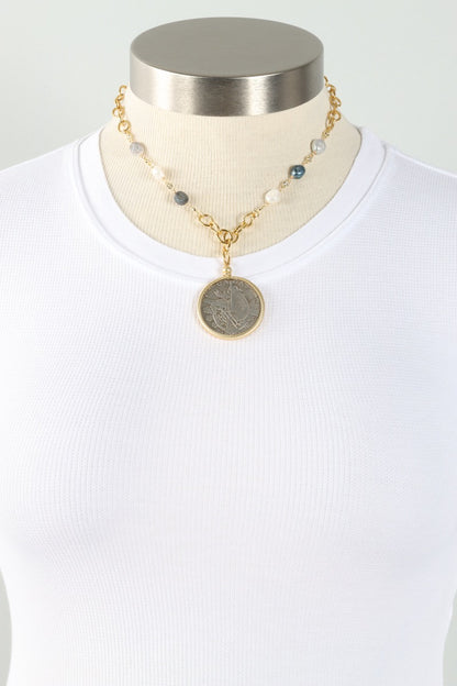 French Coin Necklace - Baroque Pearls