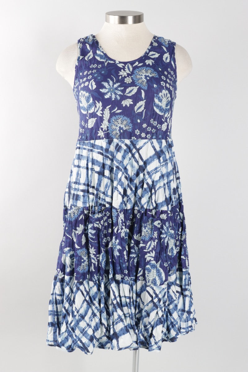 Joy Dress - Indigo Patchwork