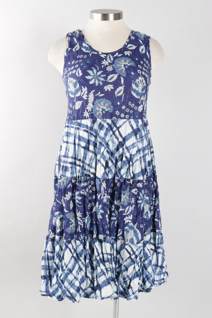 Joy Dress - Indigo Patchwork
