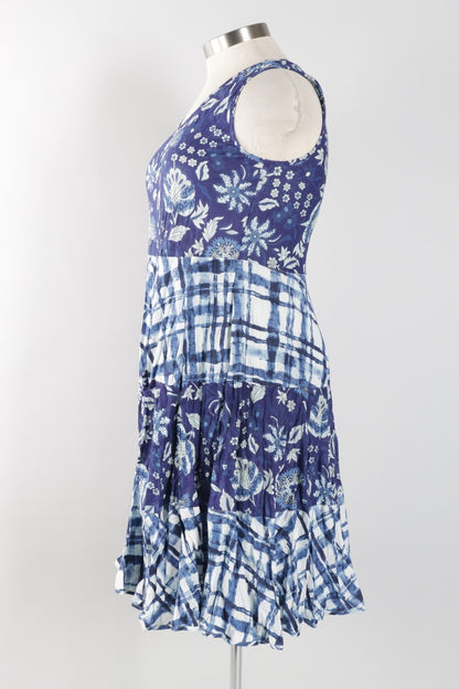 Joy Dress - Indigo Patchwork
