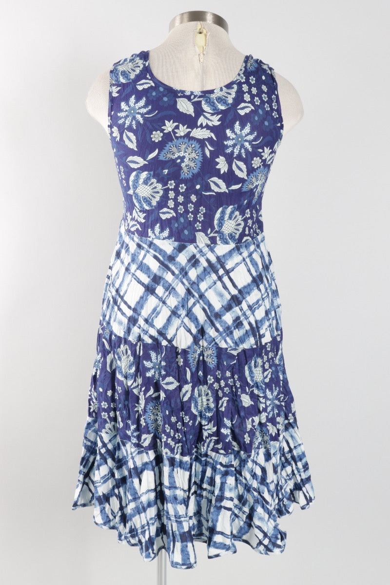 Joy Dress - Indigo Patchwork