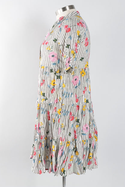 July Dress - Flowers & Stripes