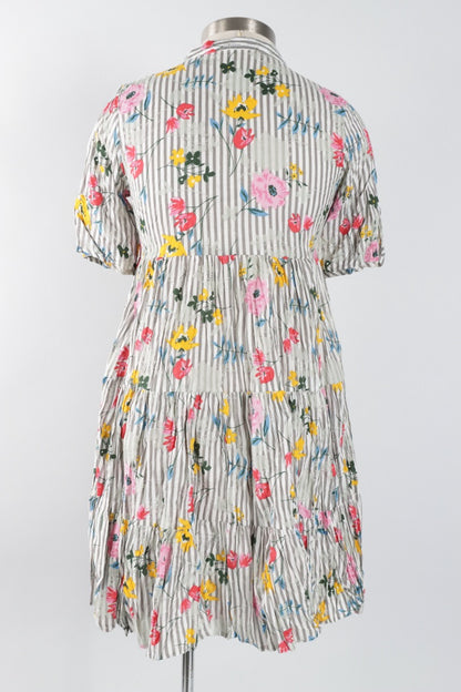 July Dress - Flowers & Stripes