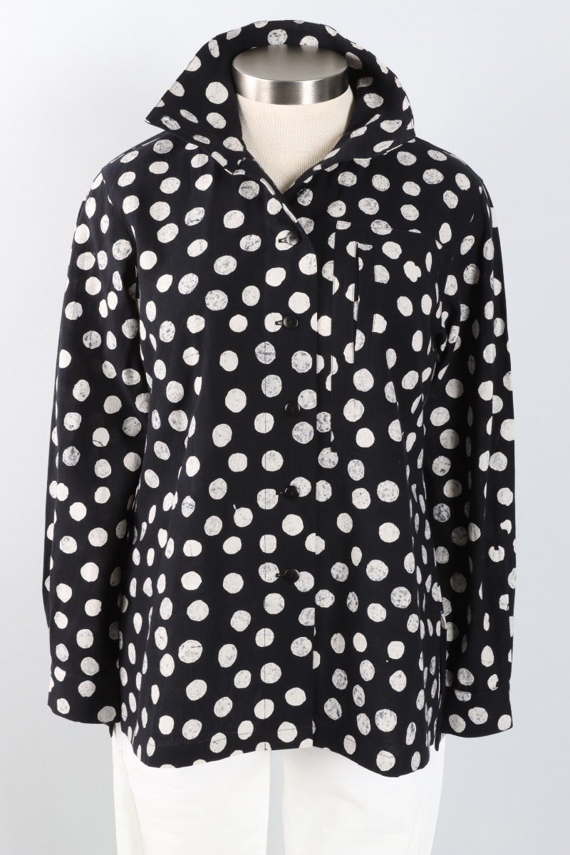 Hi Collar Big Shirt Plus - Black Effervescence