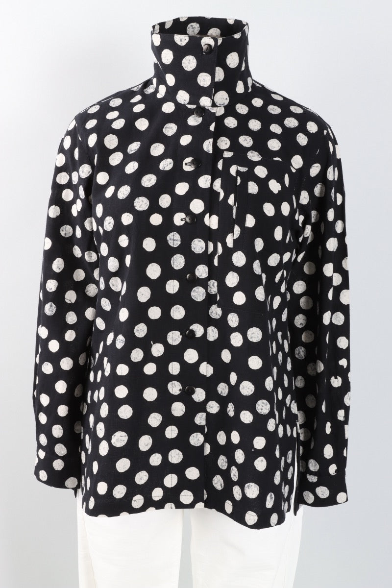 Hi Collar Big Shirt - Black Effervescence