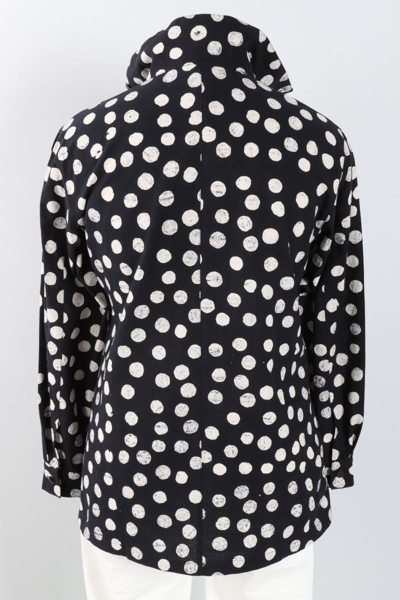 Hi Collar Big Shirt - Black Effervescence