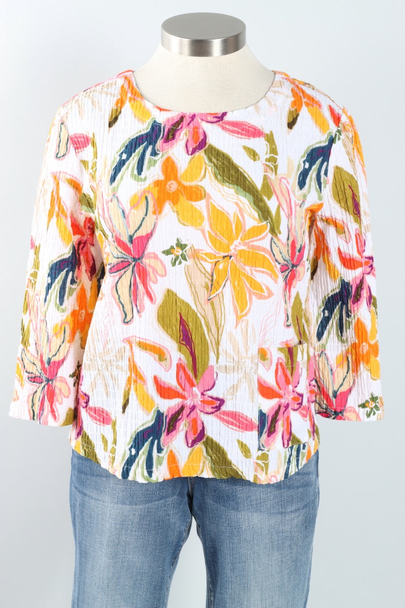 Button Detail Top - Floral