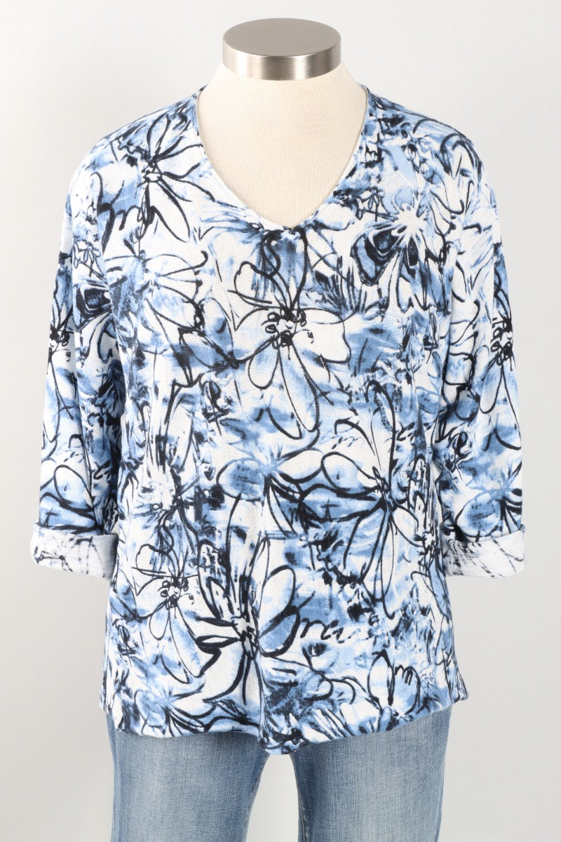 V Neck Sweater - Blue