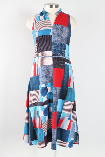 Monica Dress - Blue & Red