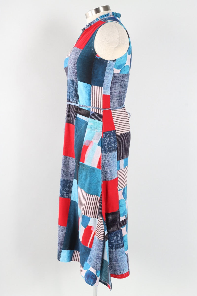 Monica Dress - Blue & Red