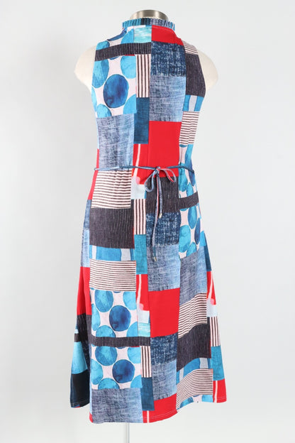 Monica Dress - Blue & Red