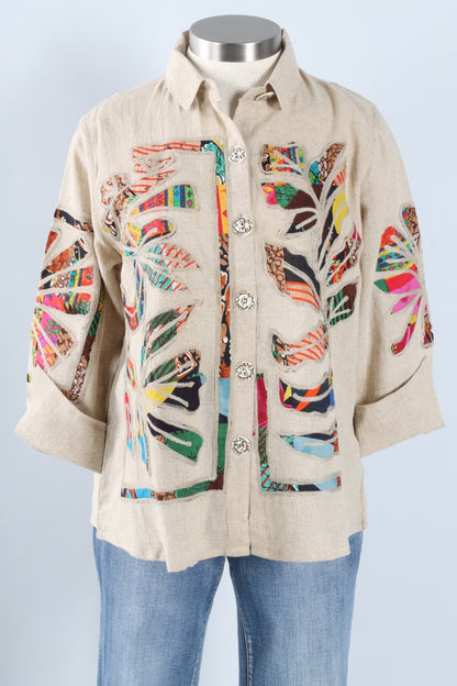 Mosaic Applique Shirt - Taupe 