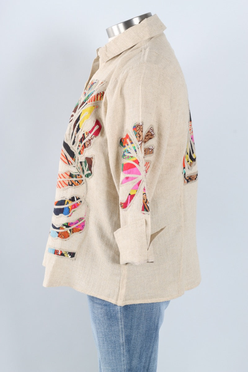 Mosaic Applique Shirt - Taupe 