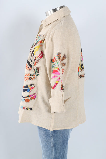 Mosaic Applique Shirt - Taupe 