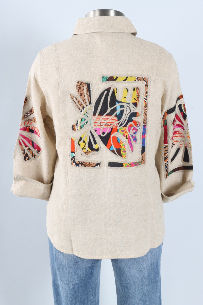 Mosaic Applique Shirt - Taupe 
