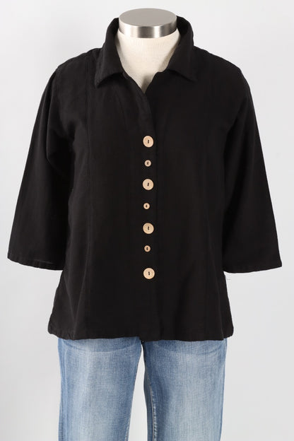 Novelty Button Top Plus - Black