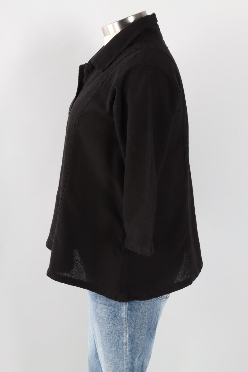 Novelty Button Top Plus - Black
