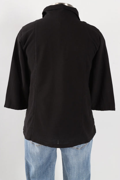 Novelty Button Top Plus - Black