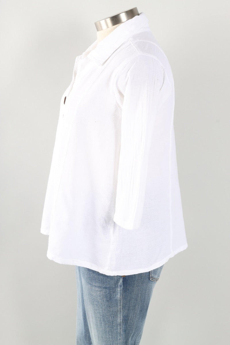 Novelty Button Top Plus - White