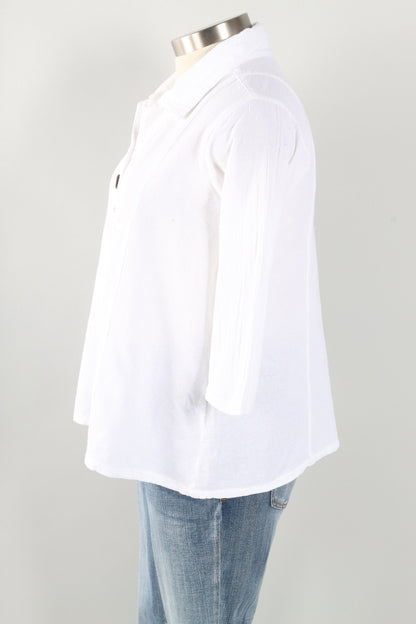 Novelty Button Top Plus - White