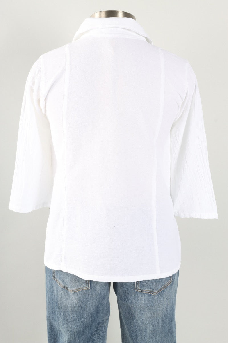 Novelty Button Top - White