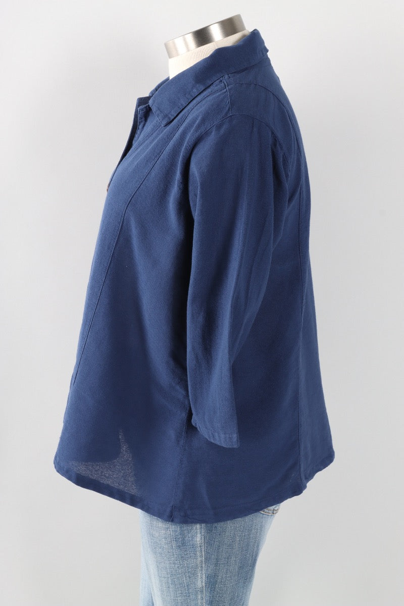 Novelty Button Top Plus - Navy