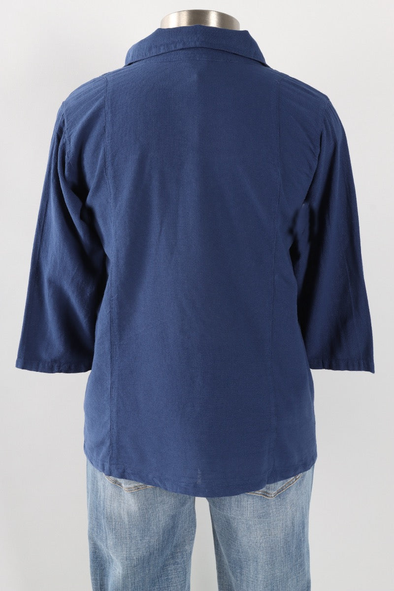 Novelty Button Top Plus - Navy
