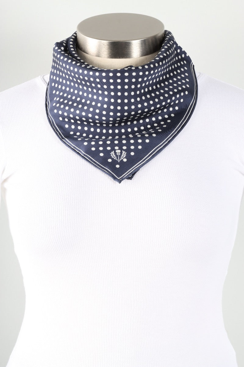 Mini Polka Dot Silk Neckie - Navy