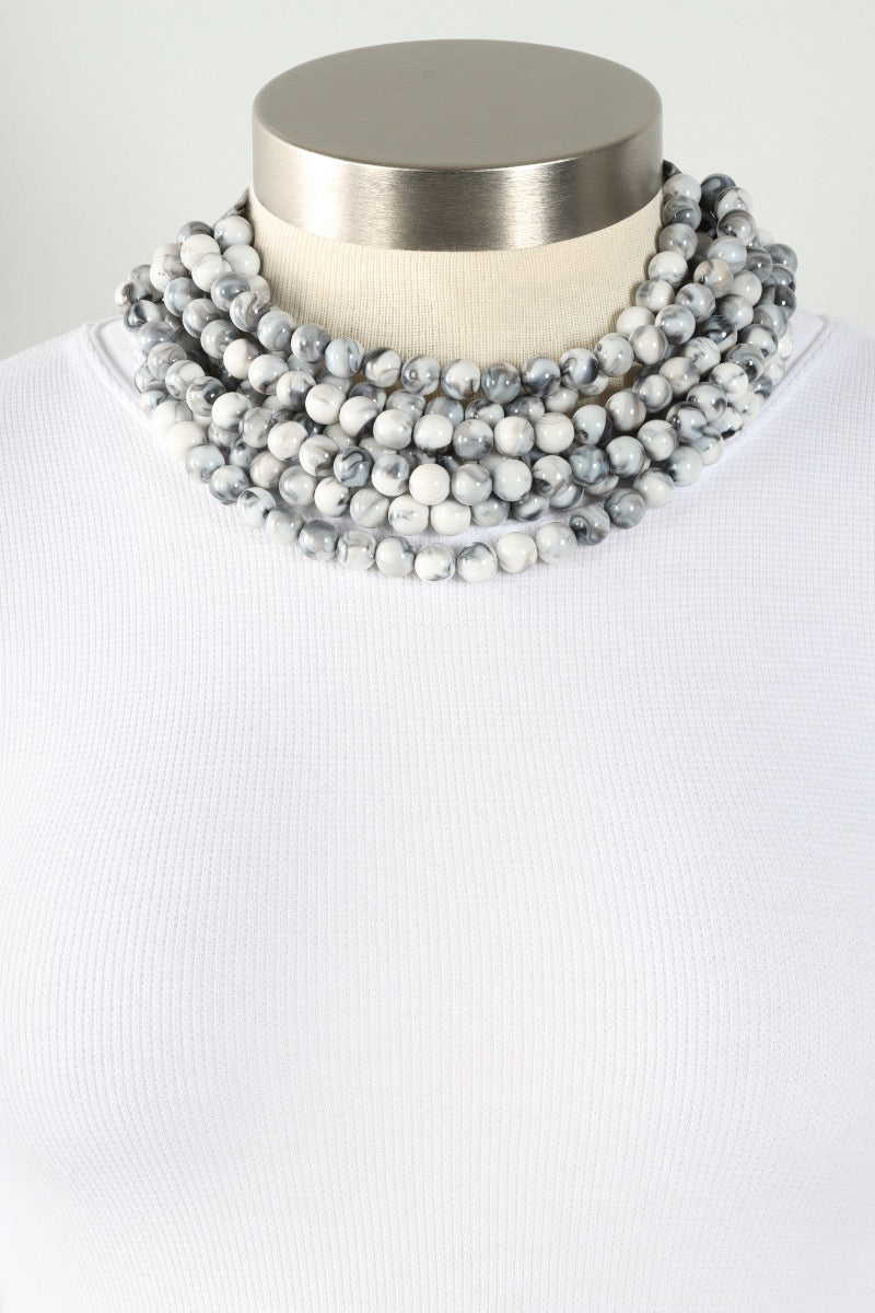 Bib Necklace - White Marble