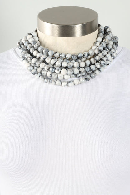 Bib Necklace - White Marble
